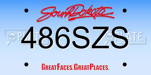 486SZS South Dakota License Plate