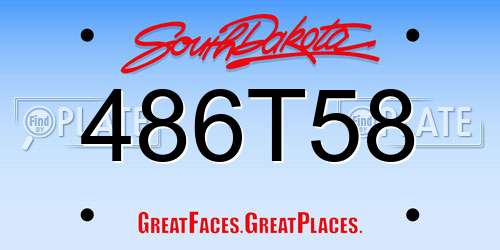 486T58 South Dakota License Plate