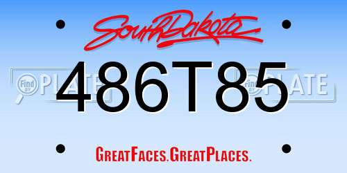486T85 South Dakota License Plate