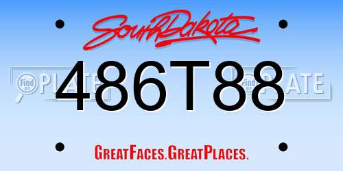486T88 South Dakota License Plate