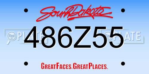 486Z55 South Dakota License Plate