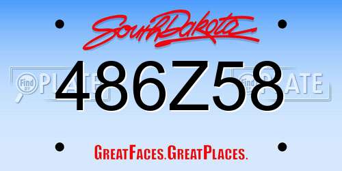 486Z58 South Dakota License Plate