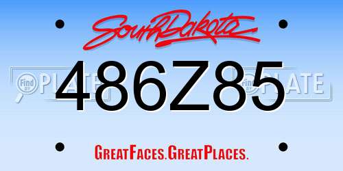 486Z85 South Dakota License Plate