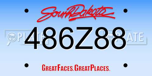 486Z88 South Dakota License Plate