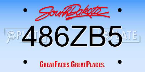 486ZB5 South Dakota License Plate