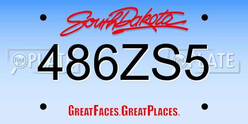 486ZS5 South Dakota License Plate