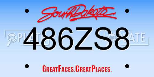486ZS8 South Dakota License Plate