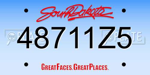 48711Z5 South Dakota License Plate