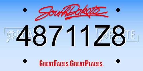 48711Z8 South Dakota License Plate