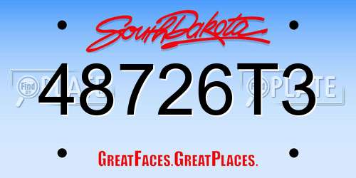 48726T3 South Dakota License Plate