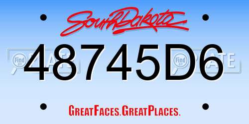 48745D6 South Dakota License Plate