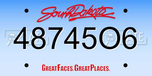 48745O6 South Dakota License Plate