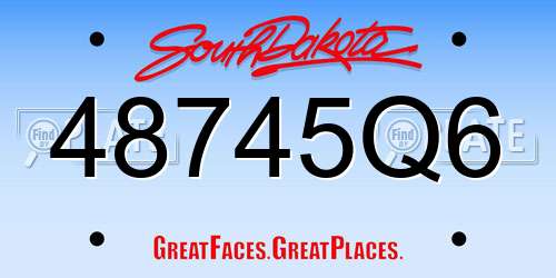 48745Q6 South Dakota License Plate