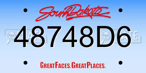 48748D6 South Dakota License Plate