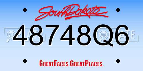 48748Q6 South Dakota License Plate