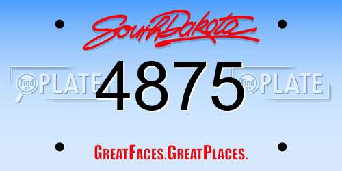 4875 South Dakota License Plate