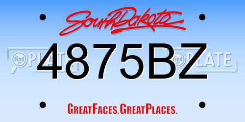 4875BZ South Dakota License Plate