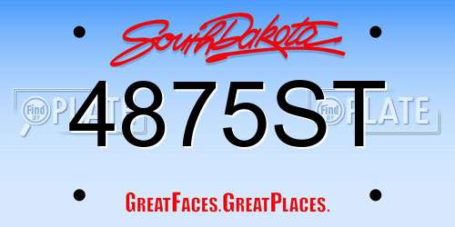 4875ST South Dakota License Plate