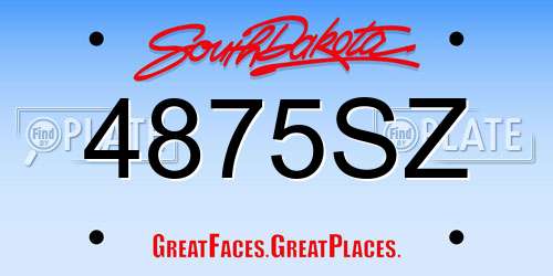 4875SZ South Dakota License Plate