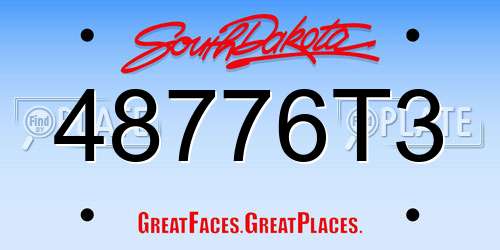 48776T3 South Dakota License Plate