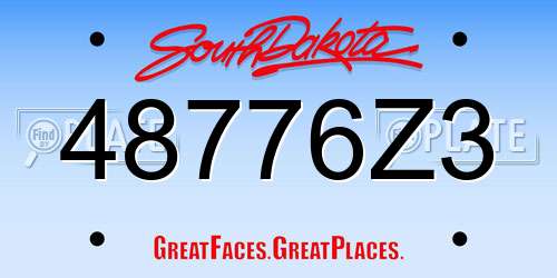 48776Z3 South Dakota License Plate