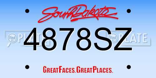 4878SZ South Dakota License Plate