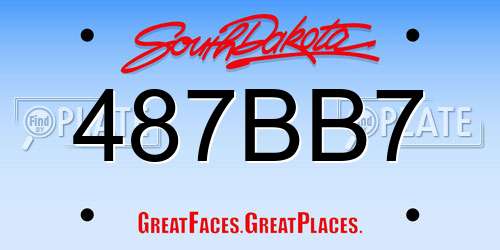 487BB7 South Dakota License Plate