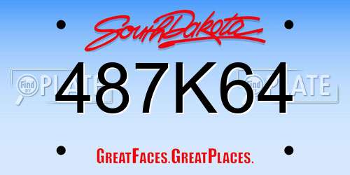 487K64 South Dakota License Plate