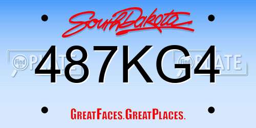 487KG4 South Dakota License Plate