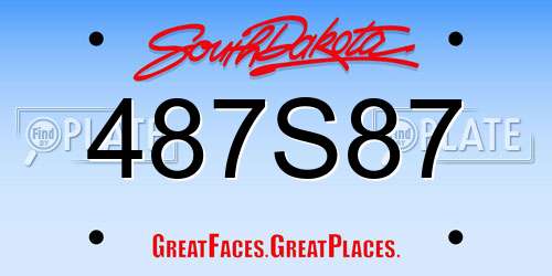 487S87 South Dakota License Plate