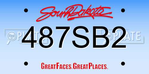 487SB2 South Dakota License Plate