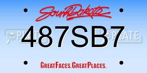 487SB7 South Dakota License Plate