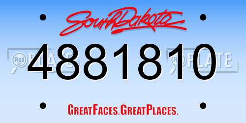 4881810 South Dakota License Plate