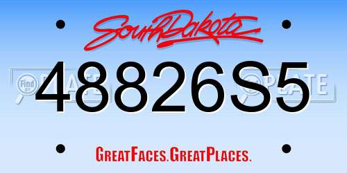 48826S5 South Dakota License Plate