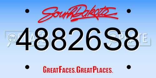48826S8 South Dakota License Plate