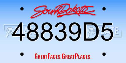 48839D5 South Dakota License Plate
