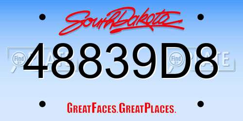 48839D8 South Dakota License Plate