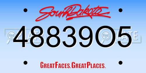 48839O5 South Dakota License Plate