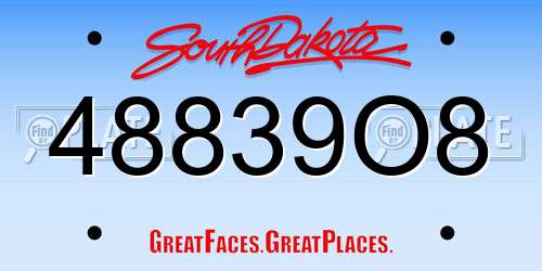 48839O8 South Dakota License Plate