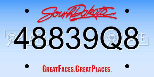 48839Q8 South Dakota License Plate