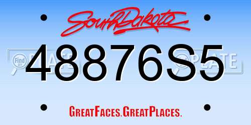48876S5 South Dakota License Plate