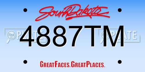 4887TM South Dakota License Plate