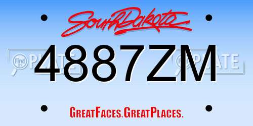 4887ZM South Dakota License Plate