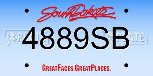 4889SB South Dakota License Plate