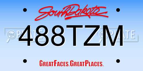 488TZM South Dakota License Plate