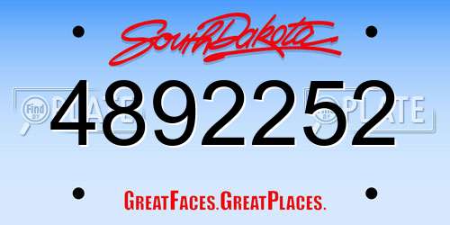4892252 South Dakota License Plate
