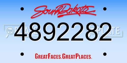 4892282 South Dakota License Plate