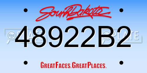 48922B2 South Dakota License Plate
