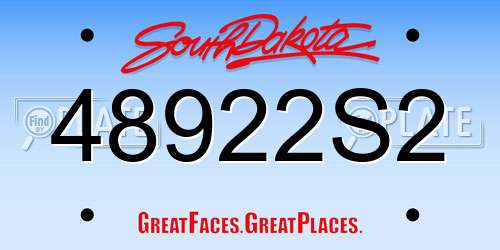 48922S2 South Dakota License Plate