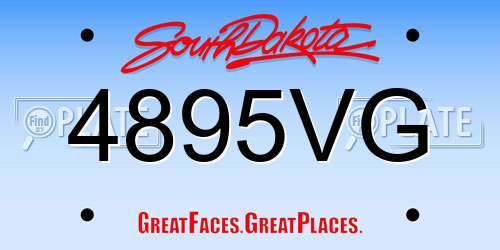4895VG South Dakota License Plate